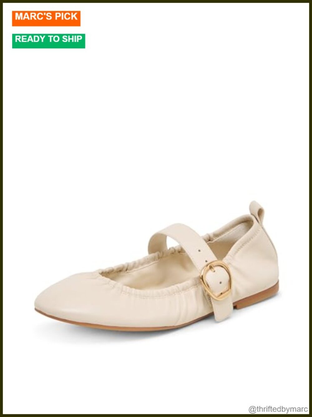 Suede Ballet Flats With Mary Jane Strap Gold Buckle Ruching Casual Comfort